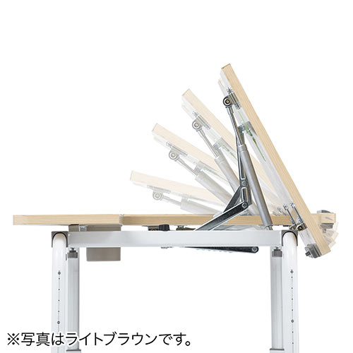 昇降式パソコンデスク（手動昇降・脚幅伸縮・傾斜変更可能・カップホルダー・多機能・W120×D60cm・木目）