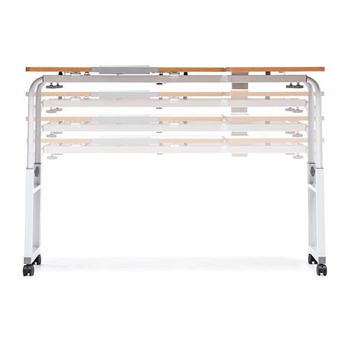 昇降式パソコンデスク（手動昇降・脚幅伸縮・傾斜変更可能・カップホルダー・多機能・W120×D60cm・木目）