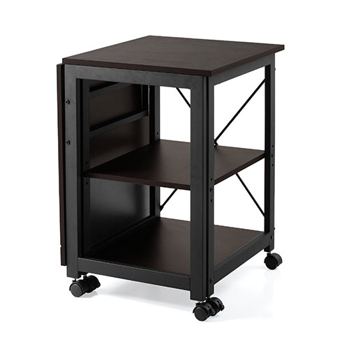 折りたたみデスク（コンパクトデスク・折りたたみワゴン・作業台・リビング学習・テレワーク・拡張デスク・キャスター付き・幅107cm・奥行55cm・総耐荷重40kg・ブラウン）