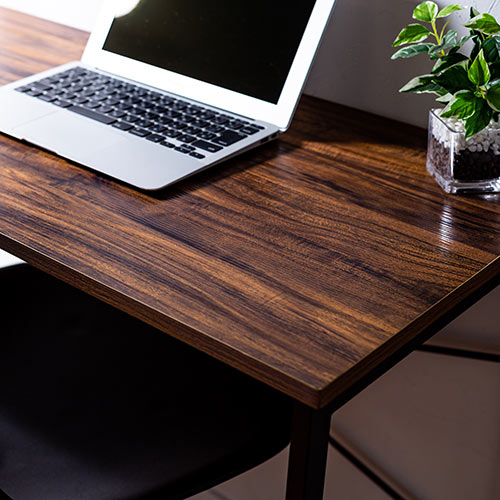 シンプルデスク（パソコンデスク スリムデスク 平机 幅120cm 奥行45cm 木目調 ブラウン）