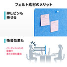 【アウトレット･訳あり・セール】デスクパーティション（デスクトップパネル・フェルト・スタンド式・幅100cm・ライトブルー） 