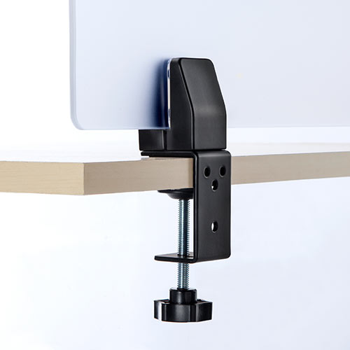 パーティション用クランプ台座 （デスク固定 2方向取付 仕切り板スタンド 2個セット ブラック）