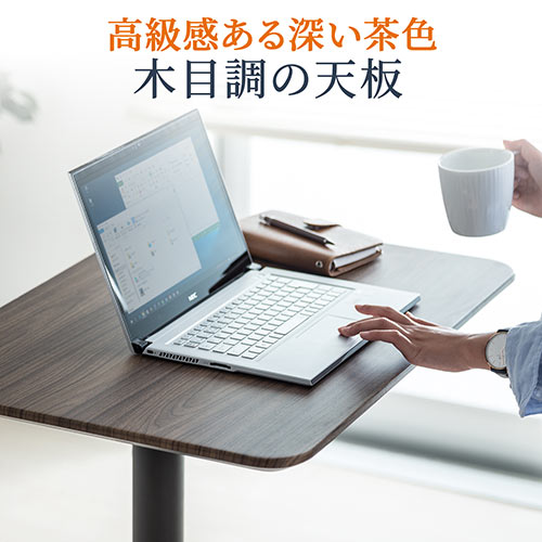 昇降デスク（手動・ガス圧・木目・横幅71.5cm・ノートPC台