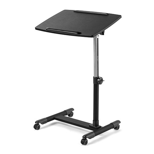 サイドテーブル(ノートパソコンデスク・高さ58～88㎝調整・角度無段階調整・テレワーク・在宅勤務・ベッド・ソファーサイド・ブラック)