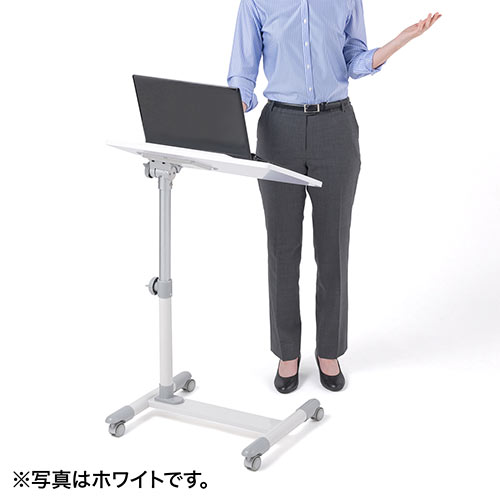 サイドテーブル(ノートパソコンデスク・高さ58～88㎝調整・角度無段階調整・テレワーク・在宅勤務・ベッド・ソファーサイド・ブラック)