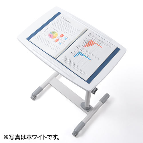 サイドテーブル(ノートパソコンデスク・高さ58～88㎝調整・角度無段階調整・テレワーク・在宅勤務・ベッド・ソファーサイド・ブラック)