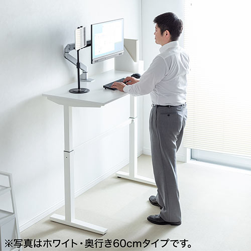 スタンディングデスク（手動タイプ・昇降式・幅120cm・奥行50cm・ブラウン木目・座りすぎ防止） ERD027M サンワサプライ