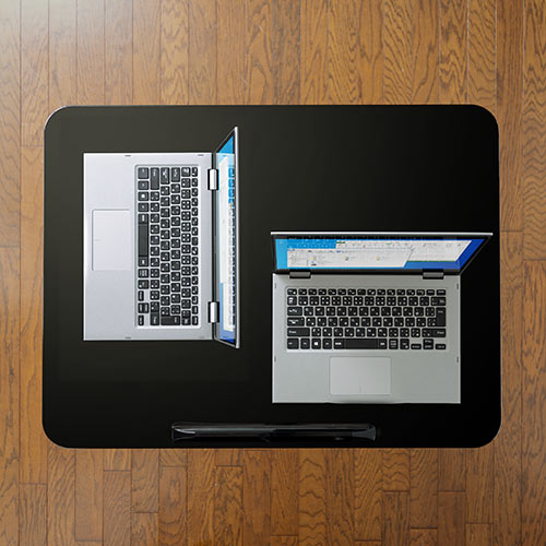 スタンディングデスク（ガス圧昇降式・フォールディング・上下昇降・角度調整可能・幅80cm・奥行60cm・キャスター付き・ブラック） ERD031BK サンワサプライ