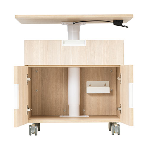 ガス圧昇降デスク 収納ボックス 引き出し付き スタンディングデスク 上下昇降デスク 幅70cm 奥行50cm キャスター付き