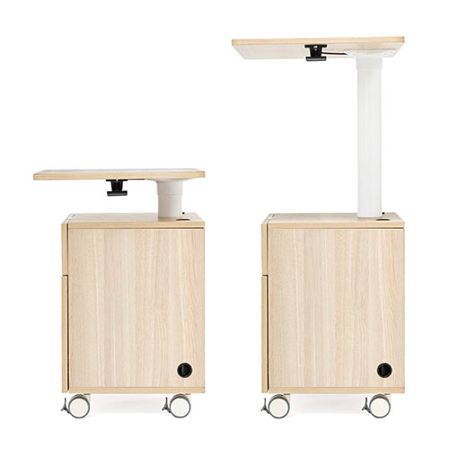 ガス圧昇降デスク 収納ボックス 引き出し付き スタンディングデスク 上下昇降デスク 幅70cm 奥行50cm キャスター付き