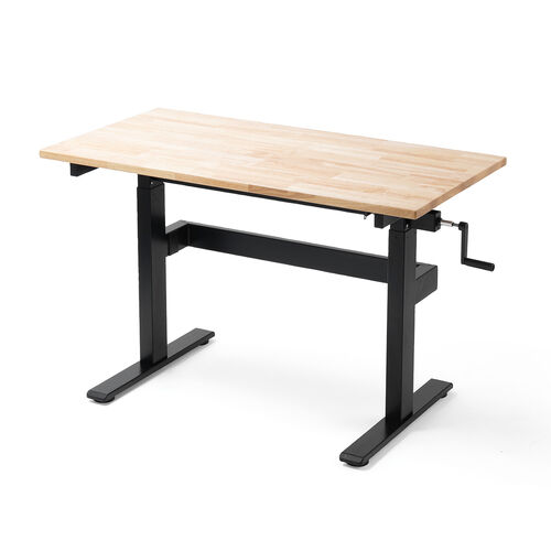 値下げしました→【送料込み】ナチュラルウッド作業台・テーブル(昇降式) ERD-WDKP12060BG【電動昇降作業台（天板：塩ビシート・ベージュ