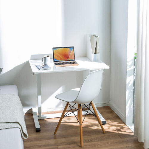 ガス圧式昇降デスク（幅90cm・奥行60cm・スタンディングデスク・軽量・作業台・座りすぎ防止・ホワイト）