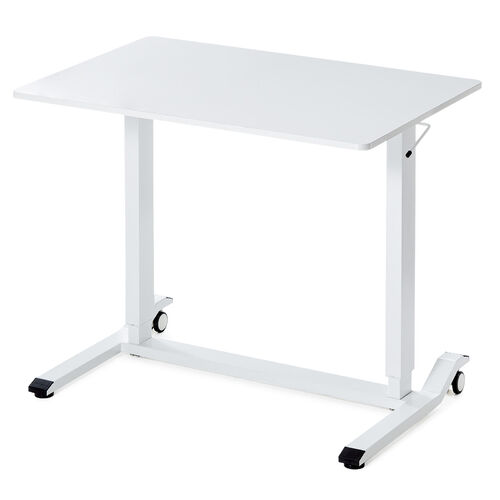 ガス圧式昇降デスク（幅90cm・奥行60cm・スタンディングデスク・軽量・作業台・座りすぎ防止・ホワイト）
