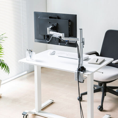 ガス圧式昇降デスク（幅90cm・奥行60cm・スタンディングデスク・軽量・作業台・座りすぎ防止・ホワイト）