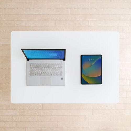 ガス圧式昇降デスク（幅90cm・奥行60cm・スタンディングデスク・軽量・作業台・座りすぎ防止・ホワイト）