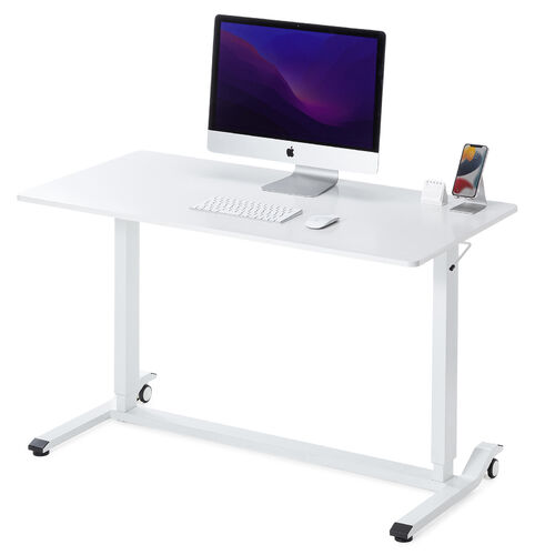 ガス圧式昇降デスク（幅120cm・奥行60cm・スタンディングデスク・軽量・作業台・座りすぎ防止・ホワイト）