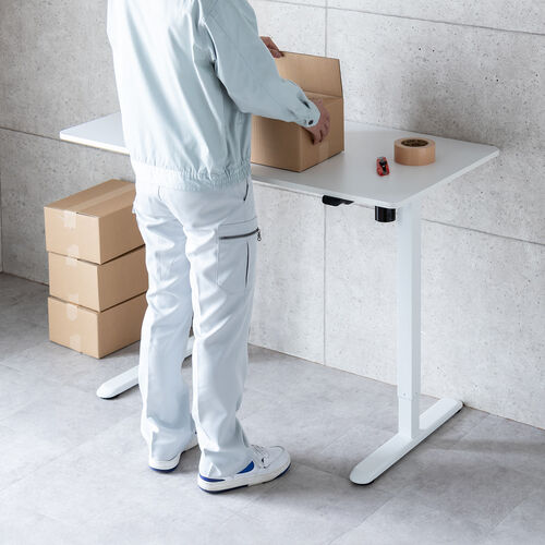 電動昇降デスク（昇降デスク・パソコンデスク・作業台・幅120cm・奥行60cm・高さ73cm～118cm・モニターアーム対応・スタンダードタイプ・ホワイト）