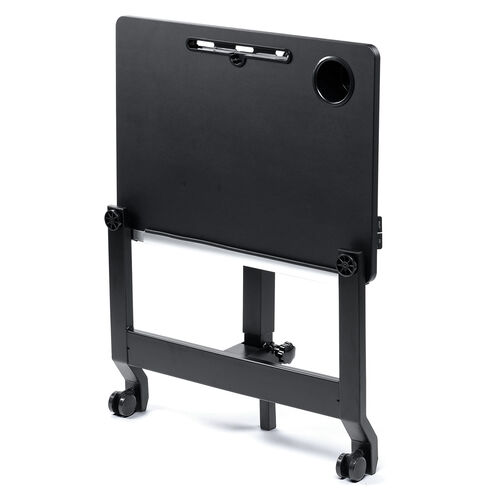 スタンディングデスク（昇降デスク・ガス圧デスク・折りたたみテーブル・完成品出荷・落下防止ストッパー・天板角度調整可能・無段階調節・カップホルダー・タブレットスタンド・フック・薄さ16cm・ブラック）