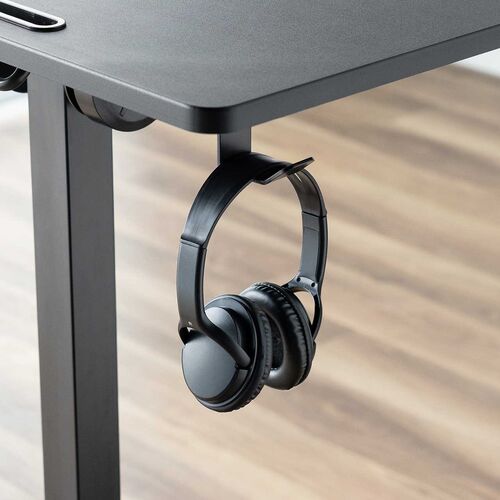 スタンディングデスク（昇降デスク・ガス圧デスク・折りたたみテーブル・完成品出荷・落下防止ストッパー・天板角度調整可能・無段階調節・カップホルダー・タブレットスタンド・フック・薄さ16cm・ブラック）