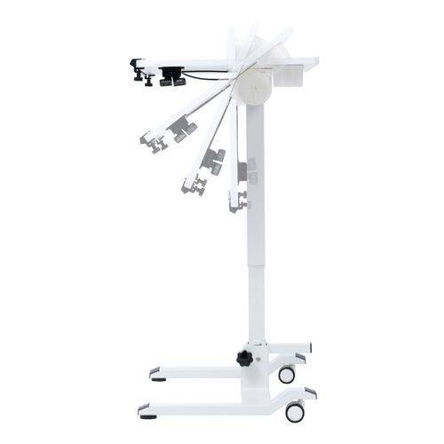 スタンディングデスク（昇降デスク・ガス圧デスク・折りたたみテーブル・落下防止ストッパー・天板角度調整可能・無段階調節・カップホルダー・タブレットスタンド・フック付き・組み立て不要・完成品）