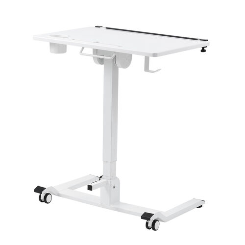 スタンディングデスク（昇降デスク・ガス圧デスク・折りたたみテーブル・落下防止ストッパー・天板角度調整可能・無段階調節・カップホルダー・タブレットスタンド・フック付き・組み立て不要・完成品）