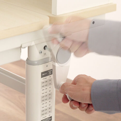 学習机（勉強机・多機能・タブレット対応・手動昇降・チルト天板・シェルフ付・低ホルムアルデヒド・薄い木目）