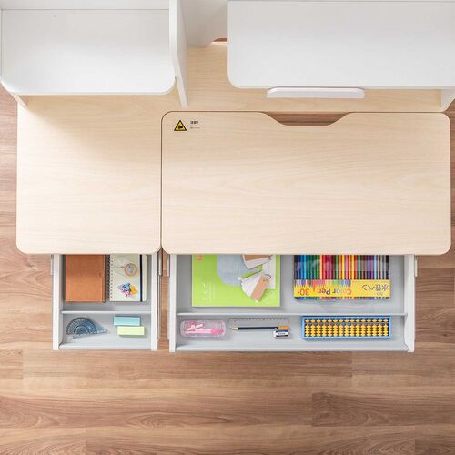 学習机（勉強机・多機能・タブレット対応・手動昇降・チルト天板・シェルフ付・低ホルムアルデヒド・薄い木目）