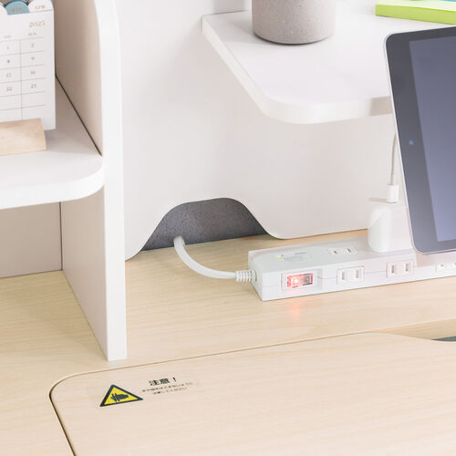 学習机（勉強机・多機能・タブレット対応・手動昇降・チルト天板・シェルフ付・低ホルムアルデヒド・薄い木目）