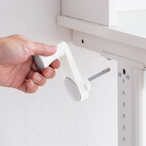 学習机（勉強机・多機能・タブレット対応・手動昇降・チルト天板・シェルフ付・低ホルムアルデヒド・ホワイト）