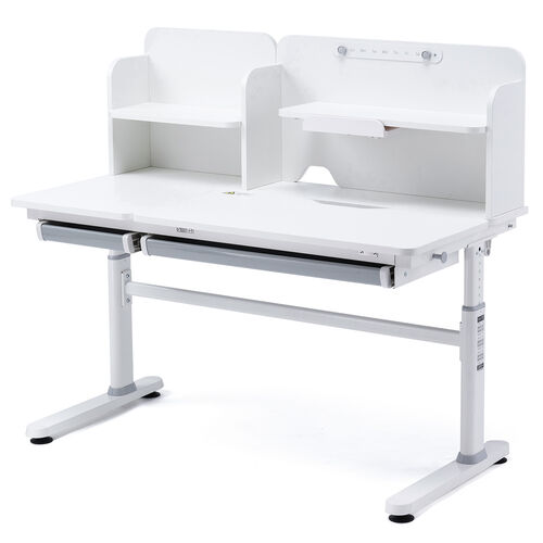 学習机（勉強机・多機能・タブレット対応・手動昇降・チルト天板・シェルフ付・低ホルムアルデヒド・ホワイト）
