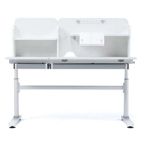 学習机（勉強机・多機能・タブレット対応・手動昇降・チルト天板・シェルフ付・低ホルムアルデヒド・ホワイト）