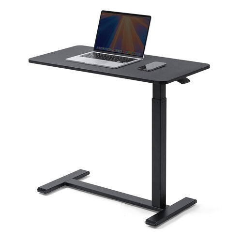 ソファサイドテーブル（サイドテーブル・ガス圧昇降テーブル・低床化キャスター・幅80cm・奥行40cm・昇降幅33cm・ブラック）