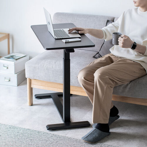 昇降式サイドテーブル キャスター搭載  幅80×奥行40cm×高さ70-93cm サイドテーブル ガス圧昇降式 幅80cm 奥行40cm 低床キャスター