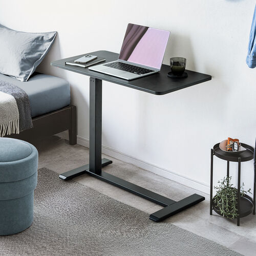 ソファサイドテーブル（サイドテーブル・ガス圧昇降テーブル・低床化キャスター・幅80cm・奥行40cm・昇降幅33cm・ブラック）