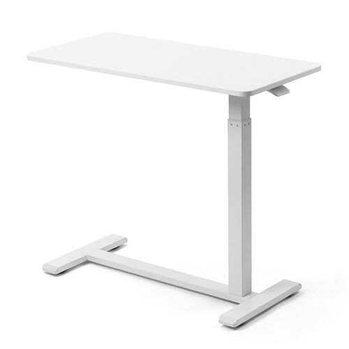 ソファサイドテーブル（サイドテーブル・ガス圧昇降テーブル・低床化キャスター・幅80cm・奥行40cm・昇降幅33cm・ホワイト）