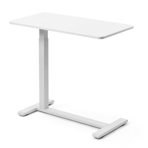 ソファサイドテーブル（サイドテーブル・ガス圧昇降テーブル・低床化キャスター・幅80cm・奥行40cm・昇降幅33cm・ホワイト）