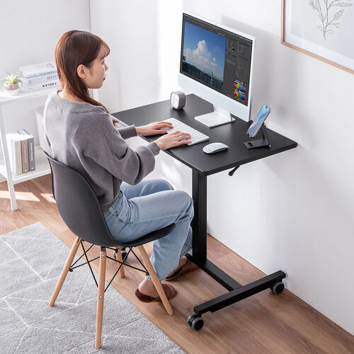 スタンディングデスク（上下昇降デスク・ガス圧昇降・電源不要・昇降幅40cm・幅75cm・奥行50cm・腰痛軽減・ブラック）