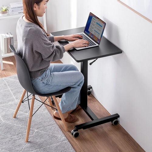スタンディングデスク（コンパクト・ガス圧昇降・幅62cm・奥行43cm・高さ76～110cm・キャスター付き・腰痛軽減・座りすぎ防止・ブラック）