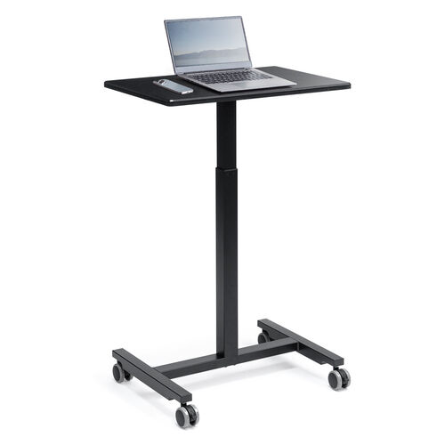 スタンディングデスク（コンパクト・ガス圧昇降・幅62cm・奥行43cm・高さ76～110cm・キャスター付き・腰痛軽減・座りすぎ防止・ブラック）