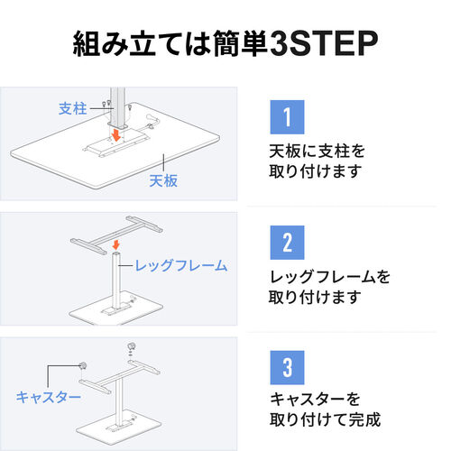 スタンディングデスク（コンパクト・ガス圧昇降・幅62cm・奥行43cm・高さ76～110cm・キャスター付き・腰痛軽減・座りすぎ防止・ブラック）