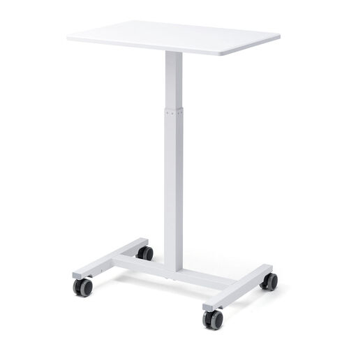スタンディングデスク（コンパクト・ガス圧昇降・幅62cm・奥行43cm・高さ76～110cm・キャスター付き・腰痛軽減・座りすぎ防止・ホワイト）