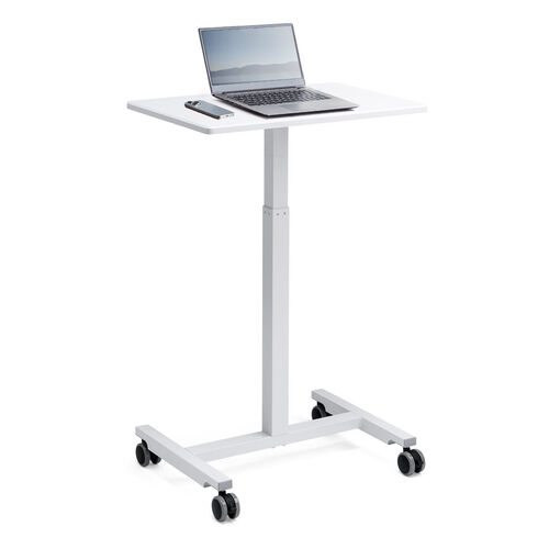 スタンディングデスク（コンパクト・ガス圧昇降・幅62cm・奥行43cm・高さ76～110cm・キャスター付き・腰痛軽減・座りすぎ防止・ホワイト）