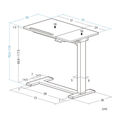 スタンディングデスク（電動昇降デスク・傾斜台・ソファサイドテーブル・低床キャスター・モバイルバッテリー稼働・軽量）