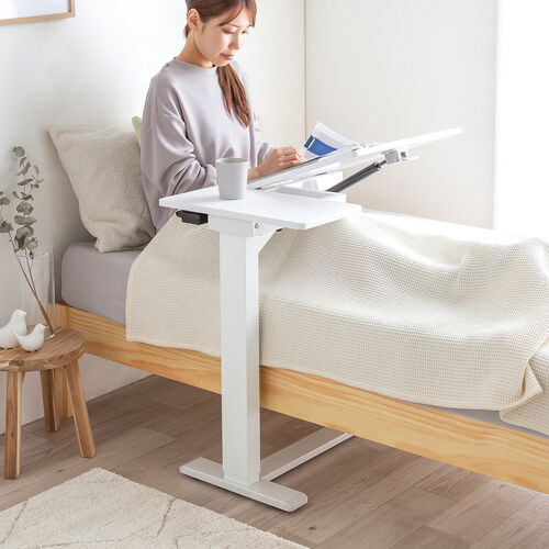 スタンディングデスク（電動昇降デスク・傾斜台・ソファサイドテーブル・低床キャスター・モバイルバッテリー稼働・軽量）