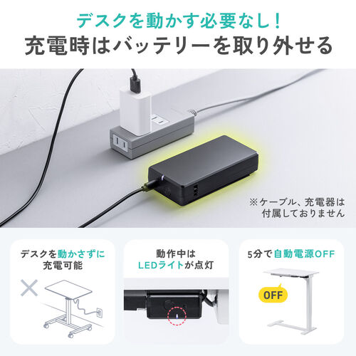 スタンディングデスク（電動昇降デスク・傾斜台・ソファサイドテーブル・低床キャスター・モバイルバッテリー稼働・軽量）