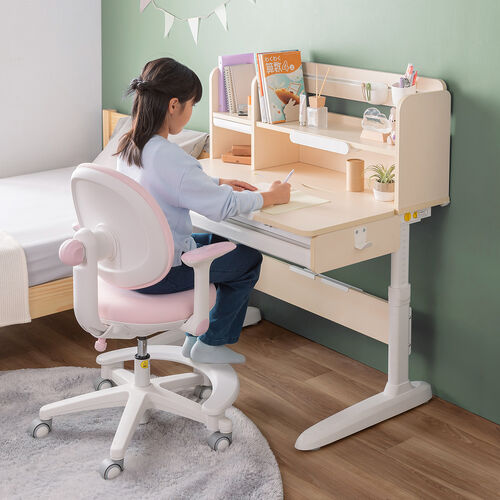 学習机（勉強机・小学生・デスク・多機能・学習デスク・タブレット対応・手動昇降・チルト天板・シェルフ付・ペントレー・小物入れ・低ホルムアルデヒド・かわいい・おしゃれ・シンプル）