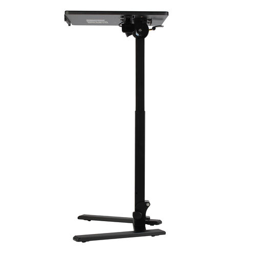 スタンディングデスク（昇降デスク・ガス圧デスク・折りたたみテーブル・完成品出荷・落下防止ストッパー・天板角度調整可能・無段階調節・フック付き・薄さ15cm・ブラック）