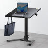 スタンディングデスク（昇降デスク・ガス圧デスク・折りたたみテーブル・完成品出荷・落下防止ストッパー・天板角度調整可能・無段階調節・フック付き・薄さ15cm・ブラック）