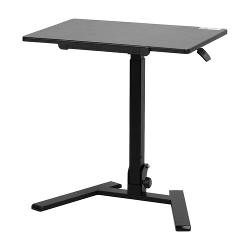 スタンディングデスク（昇降デスク・ガス圧デスク・折りたたみテーブル・完成品出荷・落下防止ストッパー・天板角度調整可能・無段階調節・フック付き・薄さ15cm・ブラック）