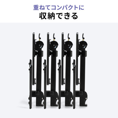 スタンディングデスク（昇降デスク・ガス圧デスク・折りたたみテーブル・完成品出荷・落下防止ストッパー・天板角度調整可能・無段階調節・フック付き・薄さ15cm・ブラック）